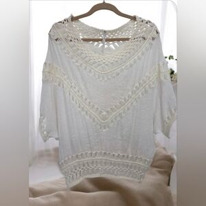 Paradise White Boho Crochet Top, One Size